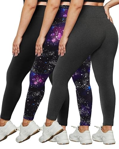 HLTPRO 3 Pack Plus Size Leggings for Women, High-Waisted and Stretchy | Non See Through, Tummy Control, Yoga Running & Daily Wear - Image 1