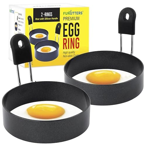 FUNUTTERS Egg Rings, 3.5'', Nonstick, Professional and Large, Stainless Steel Egg Rings For Frying Eggs and Egg Mcmuffins, Egg Mold For Breakfast, Mini Pancakes, and Fried Eggs - Image 1