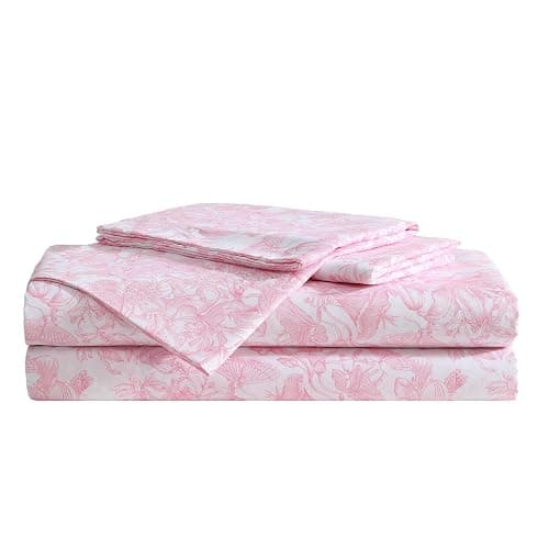 Betsey Johnson - Queen Bed Sheets, Fade & Wrinkle Resistant Bedding Set with Matching Sham(s), Soft & Lightweight (Fairytale Floral Pink, Queen) - Fairytale Floral Pink - Queen - Image 1