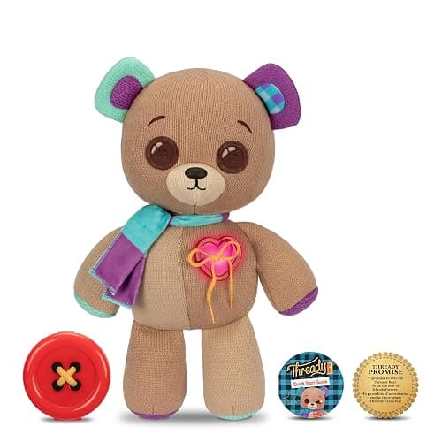 Thready Bear Interactive 14-Inch Plush, 70+ Expressions | Magical button eyes wink, blink and responds to voice & touch, cuddly companion toy for kids ages 3+ - Image 1
