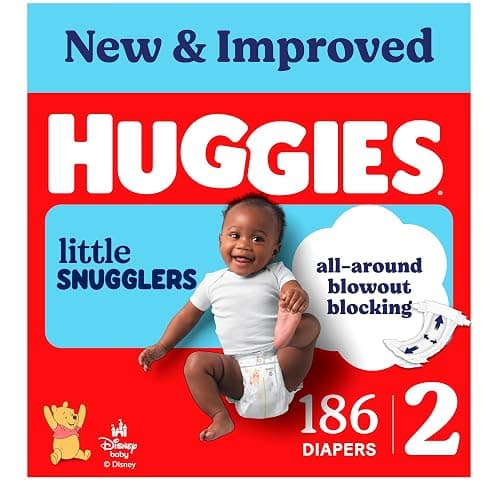 Huggies Size 2 Diapers, Little Snugglers Baby Diapers, Size 2 (12-18 lbs), 186 Count (3 Packs of 62), Packaging May Vary - Image 1