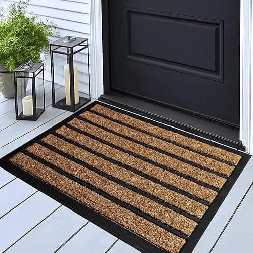 ubdyo Extra Durable Door Mat - Dirt Trapping Outdoor Welcome Mats - Non-Slip Outdoor Indoor Entrance - Low Profile Front Doormat (30" x 17", Bright Brown) - Image 1
