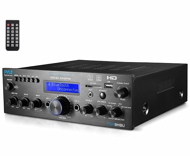 Pyle Wireless Bluetooth Home Stereo Amplifier - Multi-Channel 200 Watt Power Amplifier Home Audio Receiver System w/HDMI, Optical/Phono/Coaxial, FM Radio, USB/SD, AUX, RCA, Mic in - Remote - PDA9HBU - Image 1
