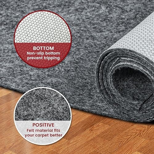 Waterproof Rug Pad, 5x7 ft Area Rug Non-Slip Carpet Pad, Non-Slip Rug Pads for All Floors and Finishes, Felt Pad for Hardwood Floors, Keeps Carpets in Place Soft and Safe - Image 1