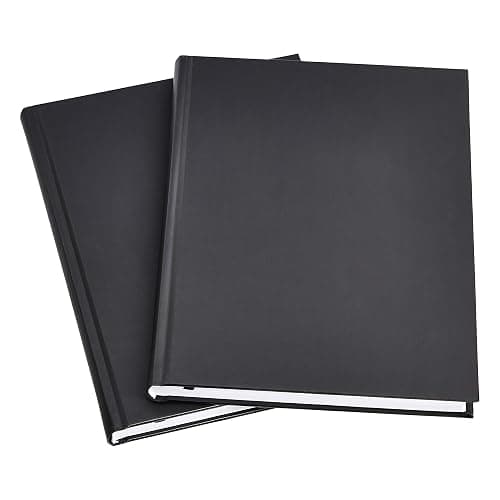 Amazon Basics Professional Hardcover Writing Journal for Journaling and Note Taking, Sturdy, Perforated Pages, 10.5 x 7.5 inches, Black, 2-Pack - Image 1