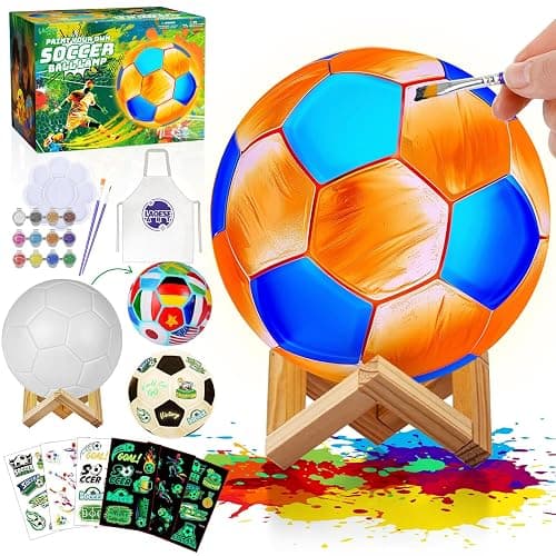 Paint Your Own Soccer Ball Lamp Kit, Soccer Gifts 3D Night Light, Art Supplies Creativity Arts and Crafts for Kids Ages 8-12, Birthday Christmas Gifts for Boys Girls Ages 3 4 5 6 7 8 9 10 11 12+ - Image 1