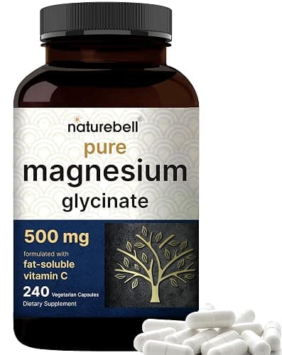 NatureBell Magnesium Glycinate Capsules 500mg | 240 Count, 100% Chelated & Purified, 3rd Party Tested, Non-GMO & Gluten Free - Image 1
