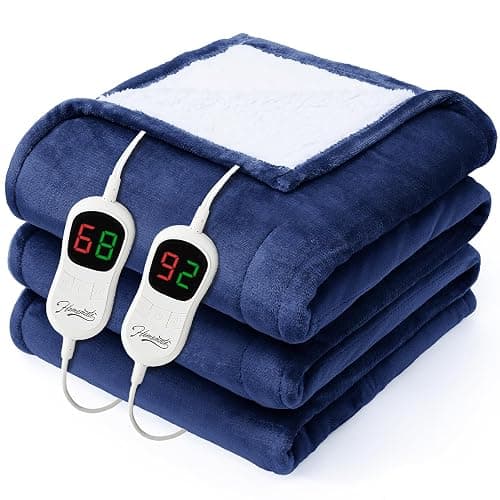 Homemate Electric Heated Blanket Queen - 84"x90" Heating Bed Blankets Throw with 10 Heating Levels 8 Hours Auto Off Fast Heating Over-Heated Protection Ultra Soft Warm Flannel ETL Certified Navy Blue - Image 1