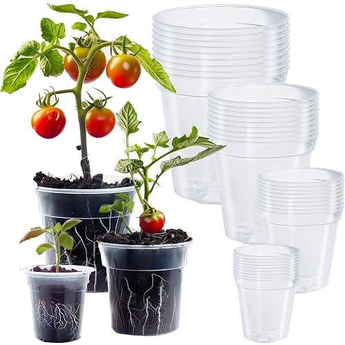 Hourleey 36 Pack 4/5/6/7 Inch Clear Nursery Pots for Plants, Plant Pots with Drainage Holes, Transparent Seedling Pots for Seed Starters Planter Flower - Image 1