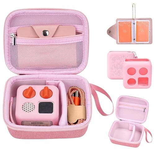 MGZNMTY Travel Storage Case and Thicken Silicone Cover Compatible with Yoto Mini Player - Kids Audio & Music Player and Card Holder for Yoto Card Hold Up to 10 Cards (Pink) - Image 1