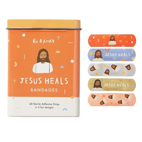 Be A Heart Original Jesus Heals Bandages, Kids Adhesive Bandages, Band-Aid for Kids (2 Bandage Tins) - Image 1