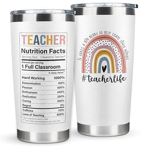 DUNKMATE Teacher Appreciation Gifts - Teacher Gifts for Women - Teachers Appreciation Week Thank You Gift Ideas for Teachers Women - Back To School, Birthday Gift - 20 Oz Stainless Steel Tumbler - Teacher 03 - Image 1