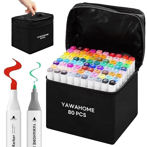 80 Colours Alcohol Markers - Dual Tip Colouring Pens, Art Marker Pen Set For Adults, Permanent Marker Pens For Drawing, Design, Manga, Graffiti, Colouring Books, Adult Artist Student Art Supplies - Image 1