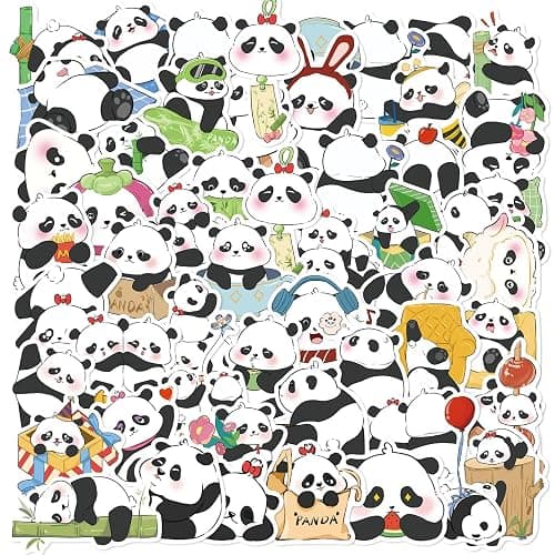 50 PCS Panda Stickers for Kids Vinyl Cute Decals Party Supplies Waterproof Decorative Cartoon Sticker for Laptop Water Bottle Luggage Guitar Phone Birthday Cute Animal Decoration (Panda) - Image 1
