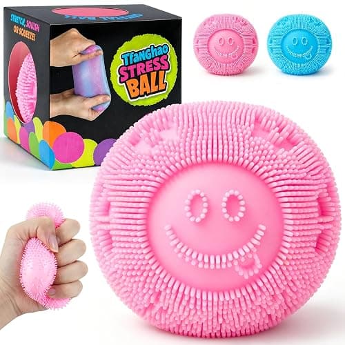 Fuzz Ball Squishy Stress Ball,Fuzzball Squishy,Soft Fidget Toy for Anxiety Relief, Sensory Squishy Ball Calming Tactile Grip for Soft Stress Relief Ball for Kids and Adults (Pink) - Image 1