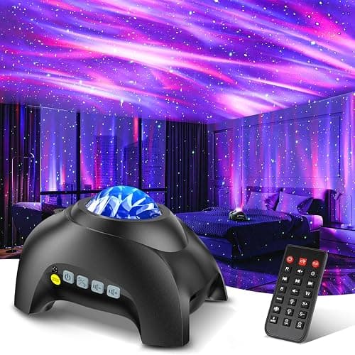 Northern Galaxy Light Aurora Projector with 33 Light Effects, Night Lights LED Star Projector for Bedroom Nebula Lamp, Remote Control, White Noises, Bluetooth Speaker for Parties Black - Image 1