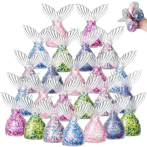JolliLudo 24 Pcs Mermaid Party Favors Stress Relief Balls Bulk Squeeze Ball Set for Mermaid Birthday Party Favors Under the Sea Decoration Supplies - Image 1