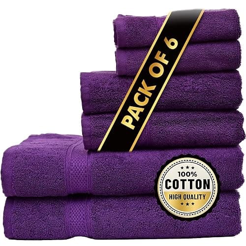 Elysian Linens Bath Towels Highly Absorbent, Soft Fade Resistant 100% Cotton, Bath Towels Hand Towels and Wash Cloth Set (Plum Perfection) 6 -Pices 600 GSM - Elysian Linens Plum Perfection - Image 1