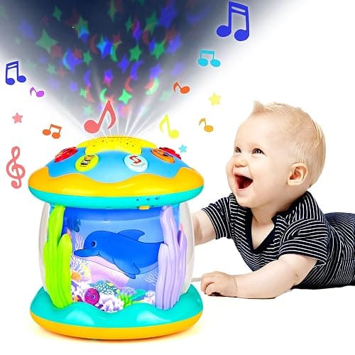 Baby Toys 6 to 12 Months Musical Light Up Tummy Time Infant Toys 3-6 7 8 9 12-18 Months Crawling Ocean Rotating Projector Baby Gifts for 1 2 3 Year Old Boy Girl Birthday Toddlers Kids - Image 1