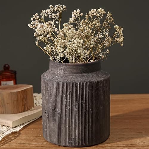 Rustic Vases for Home Decor. Ceramic Vase for Dining Table Decor. Terracotta Decorative Vase 6.1IN. ZSHLXM - Dark Brown - 6.1*7IN - Image 1