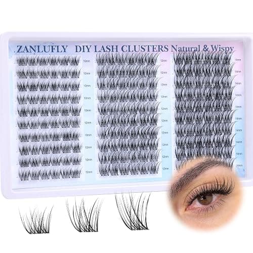Lash Clusters Wispy Eyelash Clusters Natural CC-Curly Cluster Lashes zanlufly Wispy Individual Lashes 180Pcs Eyelash Extension 10 12 14MM DIY Lash Extension - Image 1
