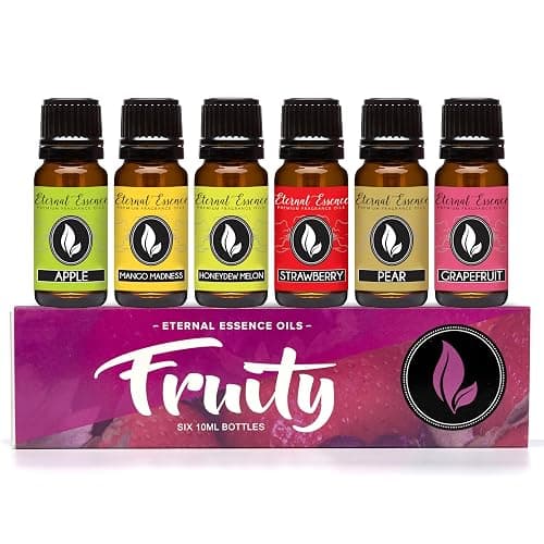 Eternal Essence Oils Fruity Set of 6 Premium Fragrance Oils - Includes Apple, Mango Madness, Honeydew Melon, Strawberry, Pear, and Grapefruit Scented Oil - 10ML - Fruity - Image 1