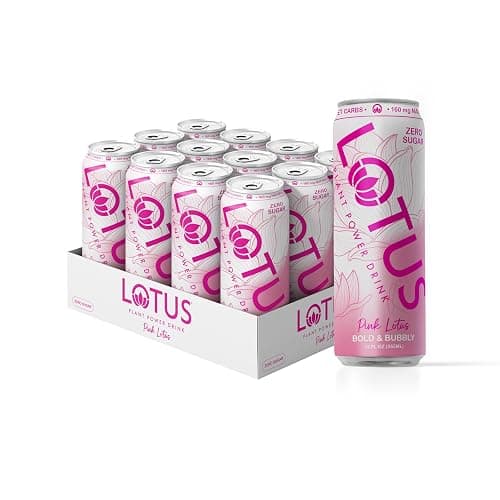 Pink Lotus Plant Power Drink™ | Sugar Free, Low Calorie | 160 mg Natural Caffeine from Green Coffee Bean | Plant-Based Ingredients | Zero Sugar | 10 Calories | 12 oz Cans | 12 Count - Image 1
