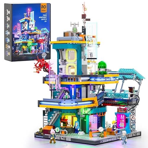 FUNWHOLE Cyberpunk Mansion Lighting Building-Bricks Set - 2524 Pcs Future City Modular Buildings Set Display Idea for Adults and Sci-fi Lovers - Image 1