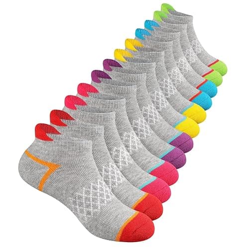 Comfoex 12 Pairs Girls Socks Ankle Athletic Socks Cotton Sports Socks With Cushioned Sole For Big Little Kids - Image 1