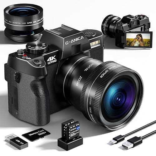 Digital Cameras for Photography with WiFi&App Control, Ture 4K&48MP Vlogging Camera for YouTube,Compact,16X Zoom Autofocus, Anti-Shake for Entry-Level User, Beginners, Macro&Wide Lens-32GB Card(Black) - Image 1