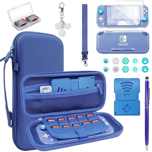 Switch Lite Case Carrying Case- 19 in 1 for Nintendo Switch Accessories Bundle with Switch Lite Thumb Grips, Clear Protective Cover, Screen Protector Cover, Pendant, Stand, Stylus, for Boys, Navy Blue - Image 1