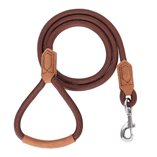 Mile High Life | Premium Leather Dog Leash | Strong Rope Leash | Leather Handle | Zinc Alloy Strong Clasp | Small Medium Large Dogs | 4/5/6 Feet(Dark Brown, 72 Inch (Pack of 1)) - Image 1