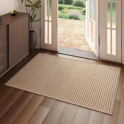 YDKGL 2x3 ft Indoor Door Mat Entryway Rug Non Slip Woven Washable Area Rugs Kitchen Mats for Floor, Front Entry Rug Entrance Doormat for Hall Porch Bathroom Kitchen Bedroom, Easy Clean, Brown 24"x36" - Image 1