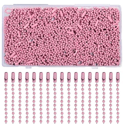 Lemonkey 200Pcs Ball Beads Chains Bulk Pink Keychains Ringss,4 Inch Dog Tag Small Chains with Connectors for Hanging Decoration - Image 1