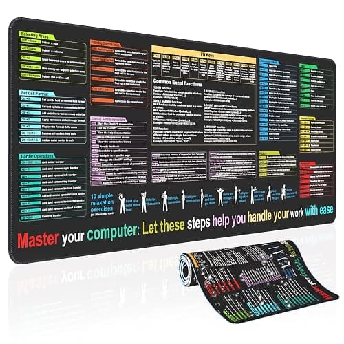 Excel Cheat Sheet Desk pad—Contains 9 Major Excel Function modules|Large XL Size(31.5 * 11.8 inch)|Desk mat for Keyboard and Mouse|Work、Study、Gaming Mouse pad|Waterproof、Anti-Slip Large Mouse pad - Image 1