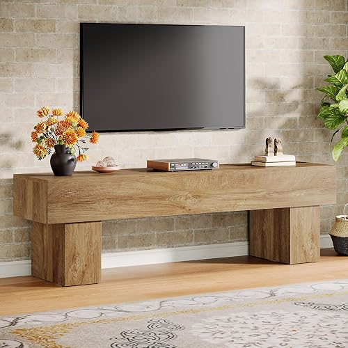 Tribesigns 63" TV Stand, Farmhouse Entertainment Center, Low TV Console Table for Living Room, Long Media Console Television Stands for 55/60/65 Inch TV - Image 1