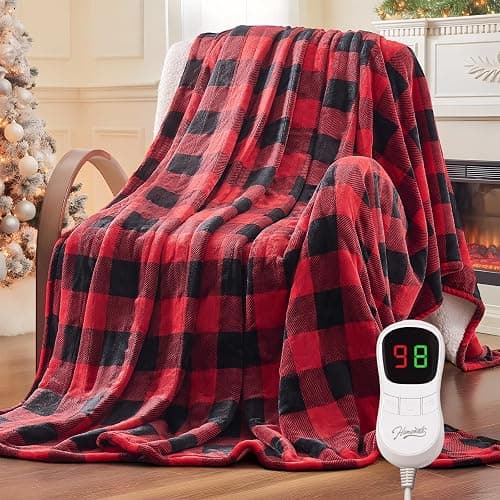 Homemate Electric Blanket Heated Throw - 50“x60“ Ultra Soft Cozy Flannel Heating Blanket with 10 Fast Heat Levels 8 Hours Auto Off Over-Heated Protection ETL Certification Keep Warm in Home Office - Image 1