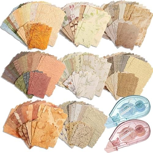 226 Sheets Vintage Scrapbook Paper Kit with Photo Tapes, Textured Scrapbooking Supplies Craft Paper for Junk Journal Supplies Planner Mixed Collage Materials Embellishments - Image 1