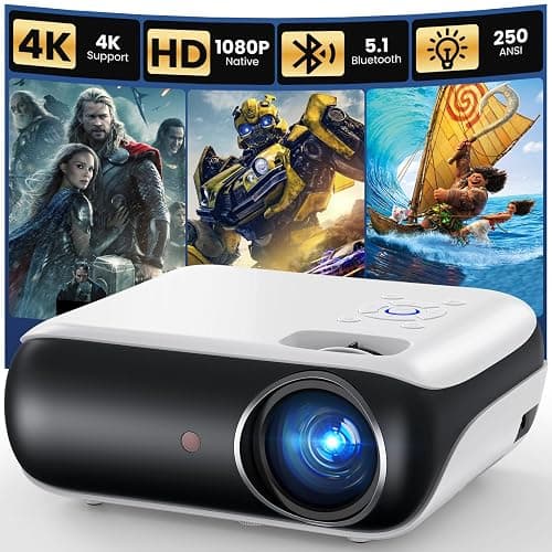 HAPPRUN Native 1080P Bluetooth Mini Projector, Full HD Portable Outdoor Movie Projector with Built-in Speaker, Compatible with Smartphone, HDMI, USB, AV, Fire Stick, PS5 for Home, Bedroom, Outdoor Use - Image 1