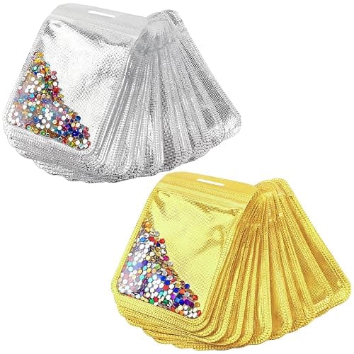 60PCS Diamond Painting Beads Storage Bags –Gold &Silver 4.3'' x 2.7'' Small Reusable Ziplock Jewerly Bags Pouches for DIY Diamond Art, Gem & Bead,Samples,Small Items,Craft Supplies Storage Accessories - Image 1
