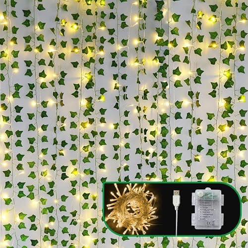 Freyalife Fake Vines for Room Decor(12 Pack 84 FT),with CE Certified 80 LED String Lights,Artificial Plant Ivy for Aesthetic Home Bedroom Wall Wedding Party Office Patio Indoor, Outdoor Garden Décor - Image 1