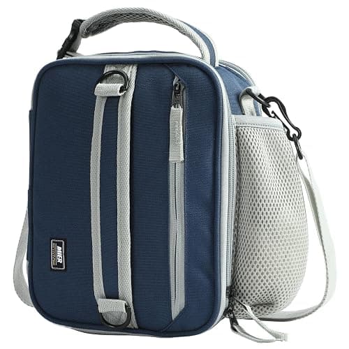 MIER Expandable Lunch Bag Insulated Lunch Box for Men Boys Teens to Work School Travel, Multiple Pockets Portable Lunchbox Bags with Shoulder Strap (Navy Blue - Image 1