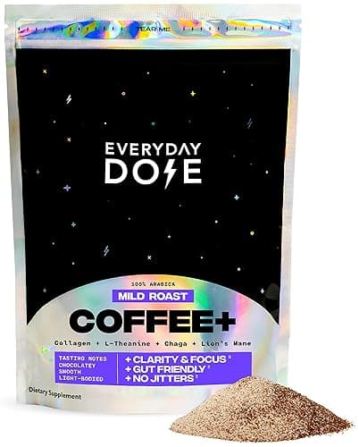 Everyday Dose Premium Adaptogenic Mushroom Coffee with Grass-Fed Collagen, Chaga, Lions Mane & L-Theanine for Better Focus, Energy, Digestion, Skin, and Immunity 30 Servings - Image 1
