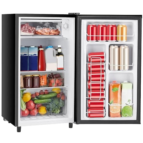 Sweetcrispy 3.2 Cu.Ft Mini Fridge with Freezer Small Refrigerator Single Door Adjustable Thermostat Energy-efficient Low Noise, Compact Fridge for Bedroom, Office, Dorm (Black) - Image 1