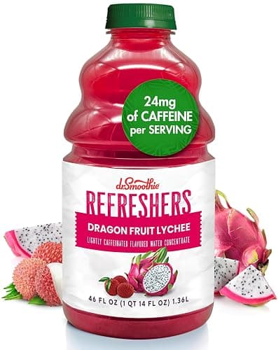 Dr. Smoothie Refreshers Dragon Fruit Lychee – Made with Real Fruit Juice – Drink Concentrate, No Artificial Colors, Shelf-Stable – Lightly Caffeinated with Green Coffee Extract (46 oz Bottle) - Image 1