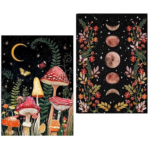 2 Pack Diamond Painting Kits for Adults,5D DIY Mushroom Forest Full Drill Round Art Gems with Moon Diamond Art Perfect for Home Wall Decor Diamond Dotz Inch12x16 - Image 1