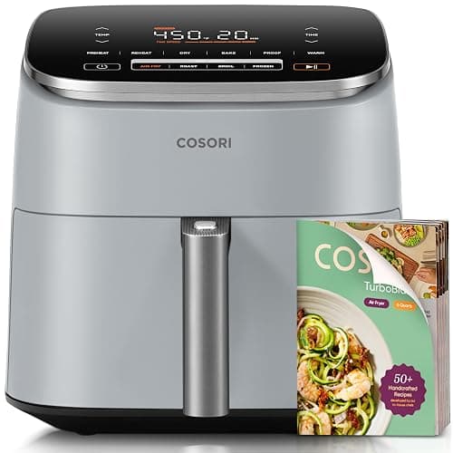 Cosori 9-in-1 TurboBlaze Air Fryer 6 Qt, Premium Ceramic Coating, 90°–450°F, Precise Heating for Even Results, Air Fry, Roast, Bake, Broil, Dry, Frozen, Proof, Reheat, Keep Warm, 120V, Light Gray - Image 1