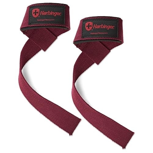 Harbinger Padded Cotton Lift Straps - Soft, Supportive Neotek Wrist Pads - 21.5" Length, 1.5" Width - Reinforced Edges & Heavy-duty Stitching - Cushions Wrists for Lifting Support - Image 1