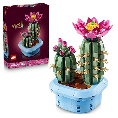 LEGO Botanicals Flowering Cactus - Artificial Potted Plant Set w/ 2 Cacti & Faux Flowers - DIY Bedroom Decor - Birthday Gift for 9+ Year Old Girls & Adult Plant Lovers - Valentine's Day Treat - 11509 - Image 1