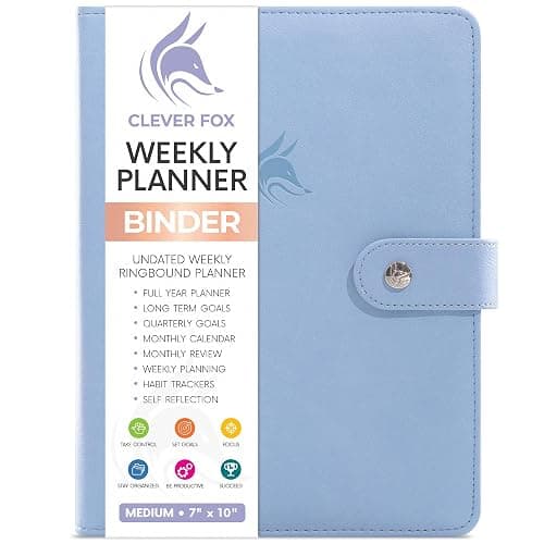 Clever Fox Weekly Planner Binder – Goal Setting Planner for Time Management & Weekly Tasks – Work & Life Organizer with To Do List & Habit Tracker – Undated, 7″ x 9″ Hardcover (Periwinkle) - Image 1